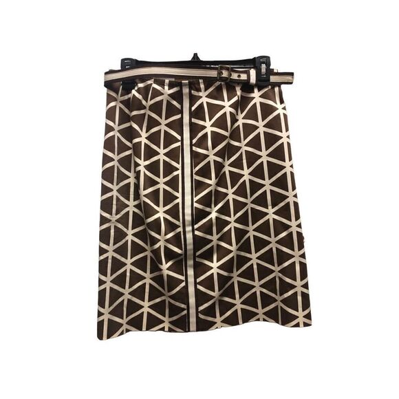 Worth Women’s Brown and Cream Triangle Pattern Top of Knee Length Skirt Size 4 - Picture 1 of 8